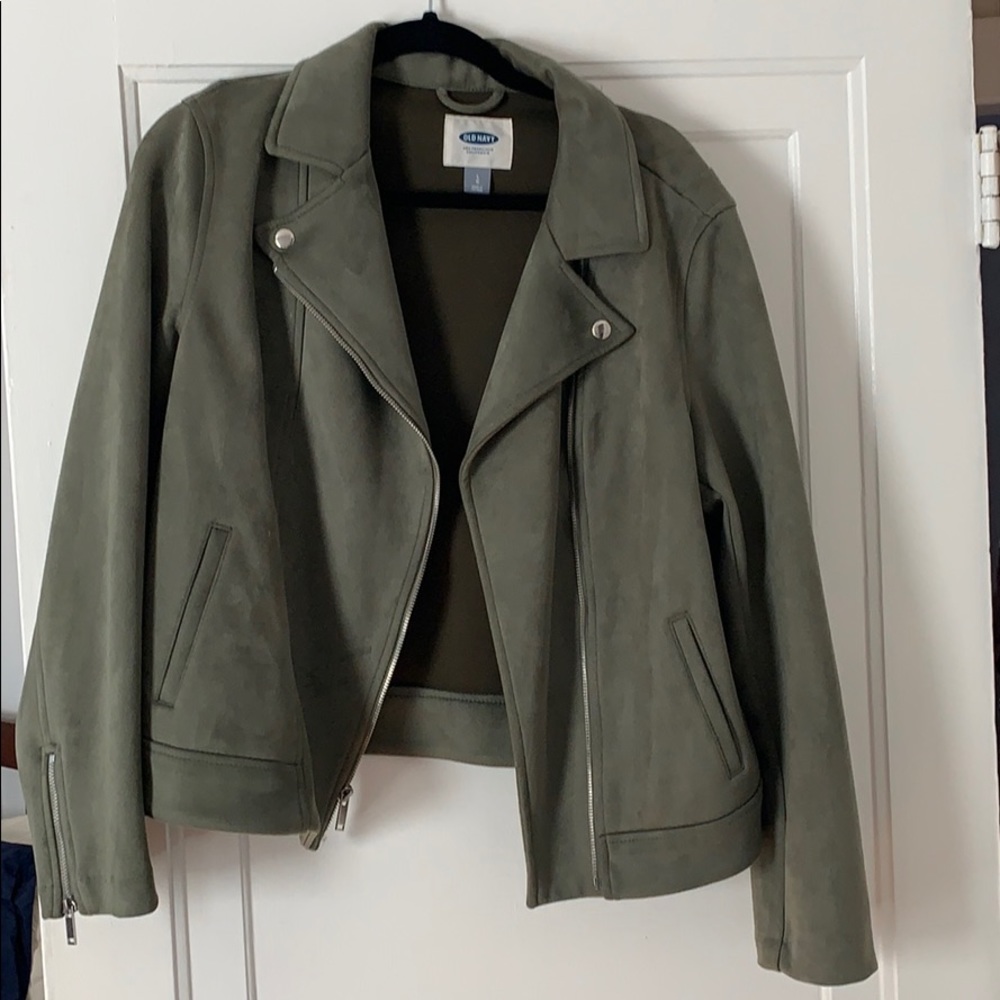 Faux Shede Sage Colored Moto Jacket